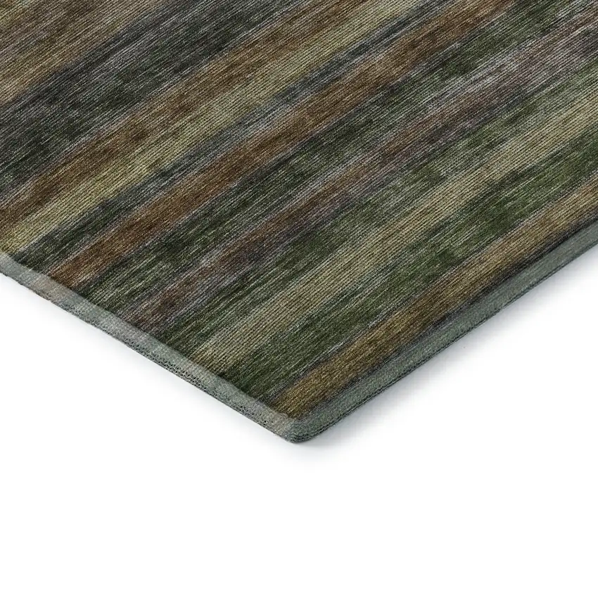 Brown Gold And Gray Striped Washable Area Rug With UV Protection Photo 7