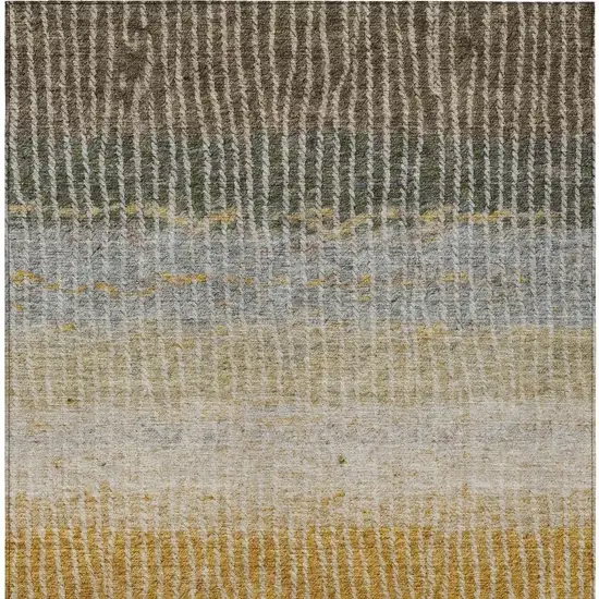 Brown Gold And Gray Striped Washable Indoor Outdoor Area Rug Photo 6