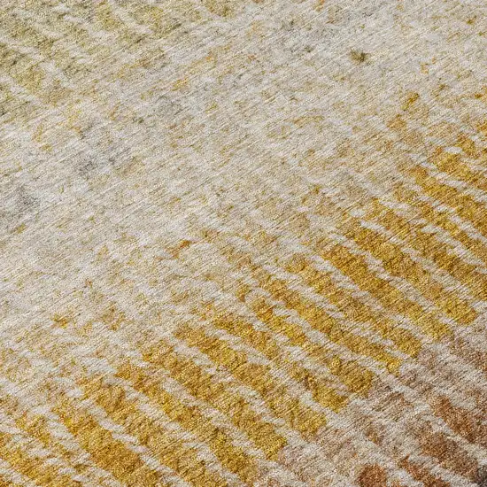 Brown Gold And Gray Striped Washable Indoor Outdoor Area Rug Photo 7