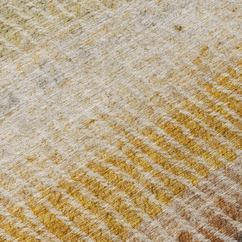 Brown Gold And Gray Striped Washable Indoor Outdoor Area Rug Photo 8