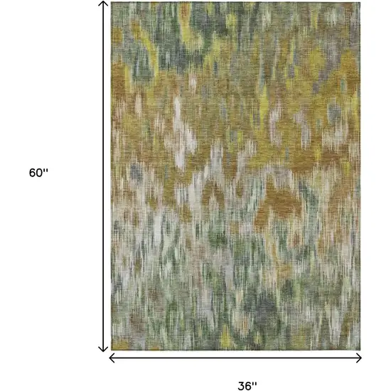 Brown Gold And Ivory Abstract Washable Indoor Outdoor Area Rug Photo 9