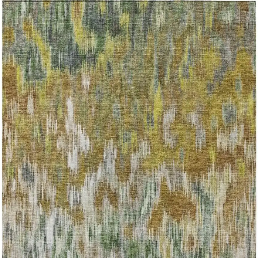 Brown Gold And Ivory Abstract Washable Indoor Outdoor Area Rug Photo 5