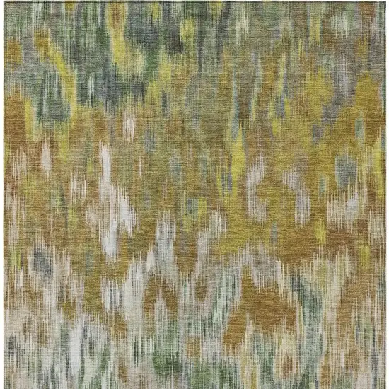 Brown Gold And Ivory Abstract Washable Indoor Outdoor Area Rug Photo 4