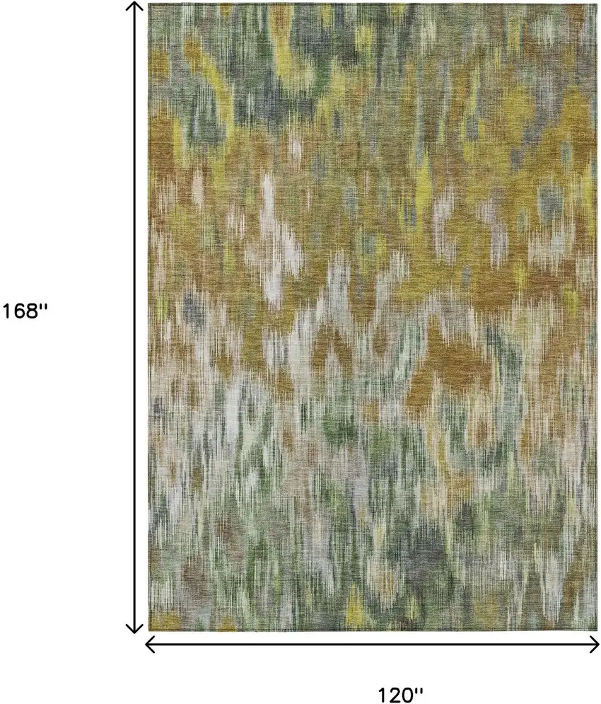 Brown Gold And Ivory Abstract Washable Indoor Outdoor Area Rug Photo 9