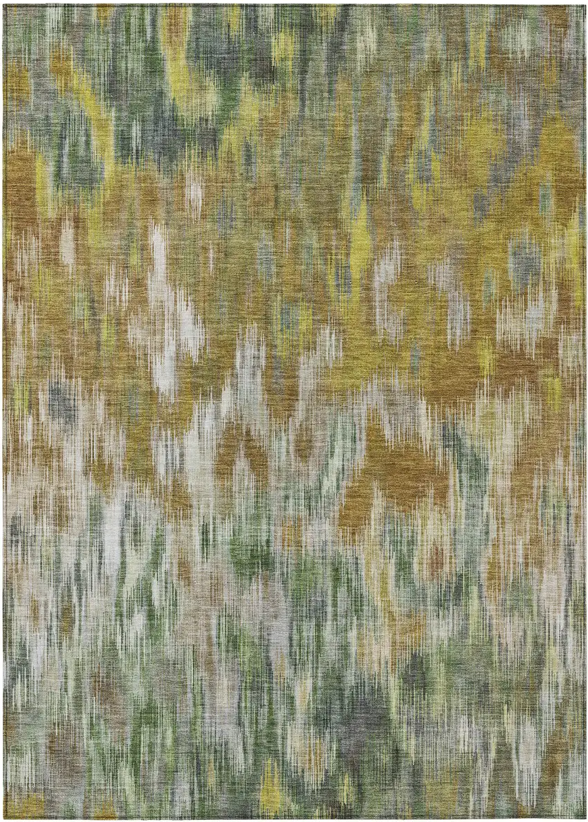 Brown Gold And Ivory Abstract Washable Indoor Outdoor Area Rug Photo 1