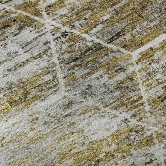 Brown Gold And Ivory Geometric Washable Area Rug With UV Protection Photo 9