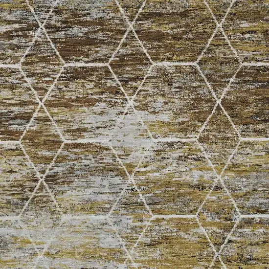 Brown Gold And Ivory Geometric Washable Indoor Outdoor Area Rug Photo 3