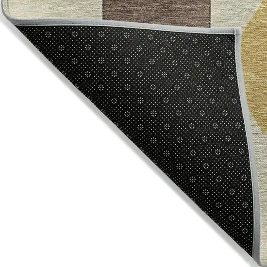 Brown Gold And Ivory Geometric Washable Indoor Outdoor Area Rug Photo 7