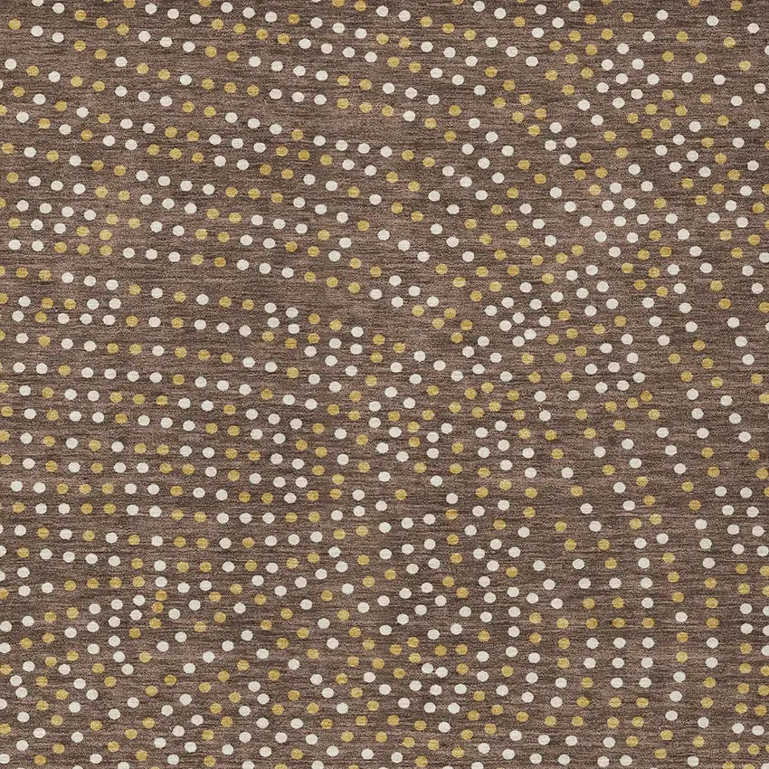 Brown Gold And Ivory Polka Dot Washable Indoor Outdoor Area Rug Photo 7