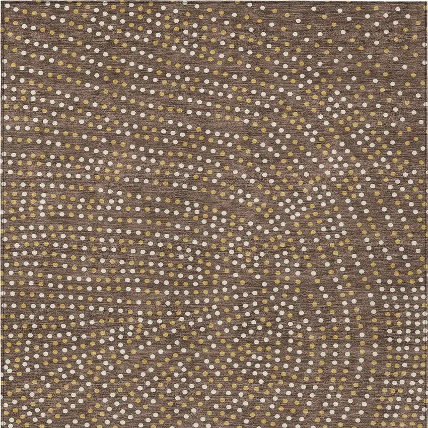 Brown Gold And Ivory Polka Dot Washable Indoor Outdoor Area Rug Photo 8