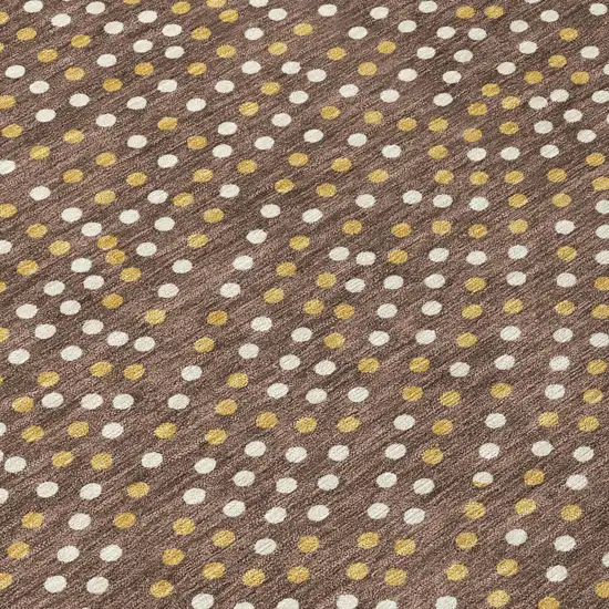 Brown Gold And Ivory Polka Dot Washable Indoor Outdoor Area Rug Photo 5