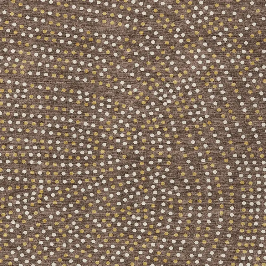 Brown Gold And Ivory Polka Dot Washable Indoor Outdoor Area Rug Photo 6
