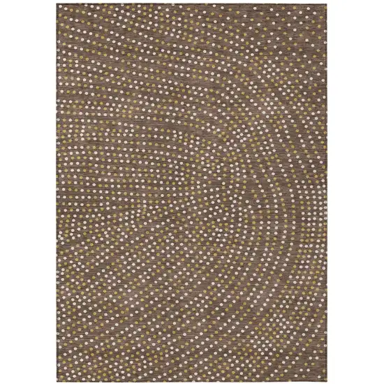 Brown Gold And Ivory Polka Dot Washable Indoor Outdoor Area Rug Photo 2