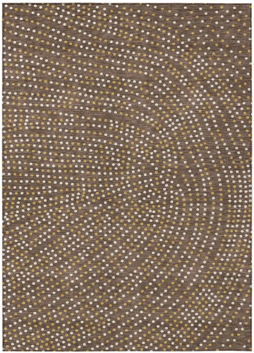 Brown Gold And Ivory Polka Dot Washable Indoor Outdoor Area Rug Photo 2