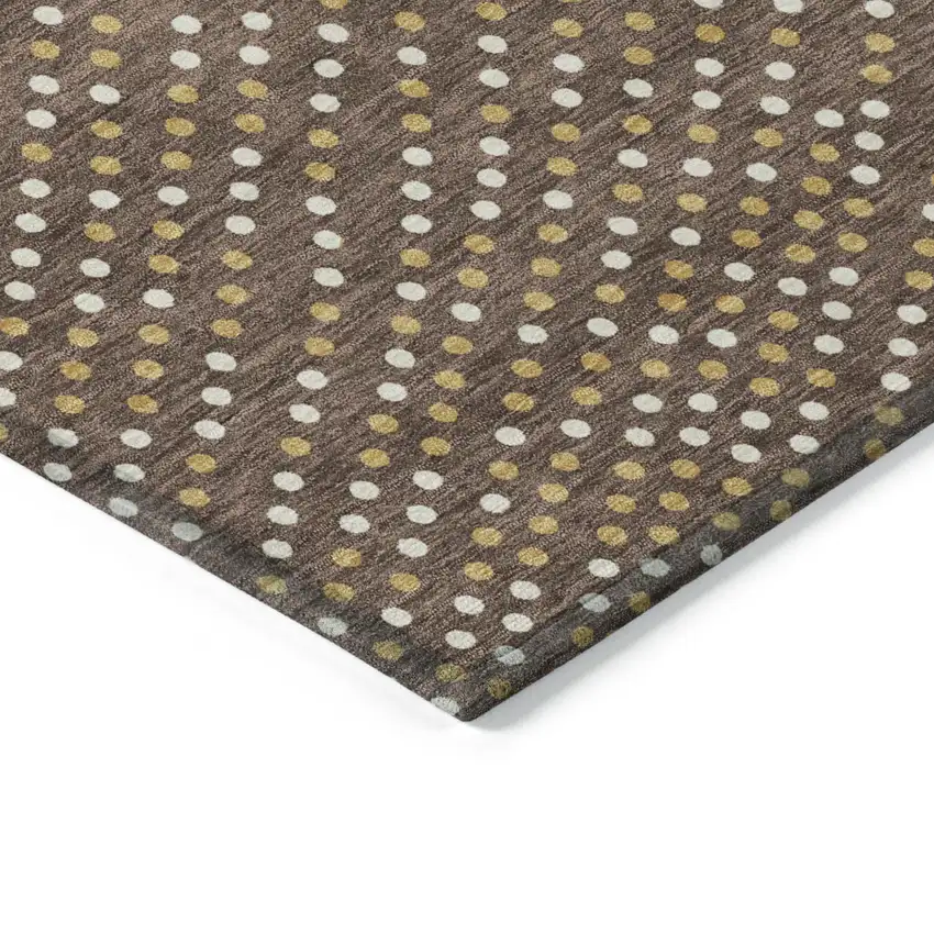 Brown Gold And Ivory Polka Dot Washable Indoor Outdoor Area Rug Photo 4
