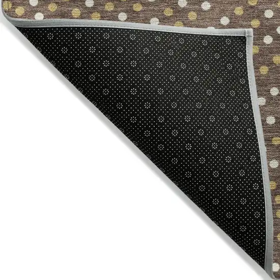 Brown Gold And Ivory Polka Dot Washable Indoor Outdoor Area Rug Photo 3