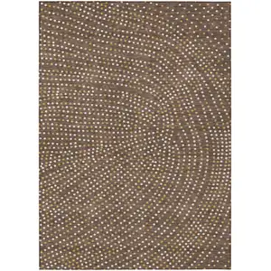 Photo of Brown Gold And Ivory Polka Dot Washable Indoor Outdoor Area Rug