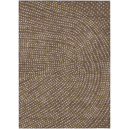 Brown Gold And Ivory Polka Dot Washable Indoor Outdoor Area Rug Photo 2