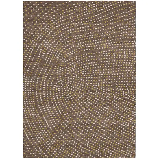 Brown Gold And Ivory Polka Dot Washable Indoor Outdoor Area Rug Photo 8