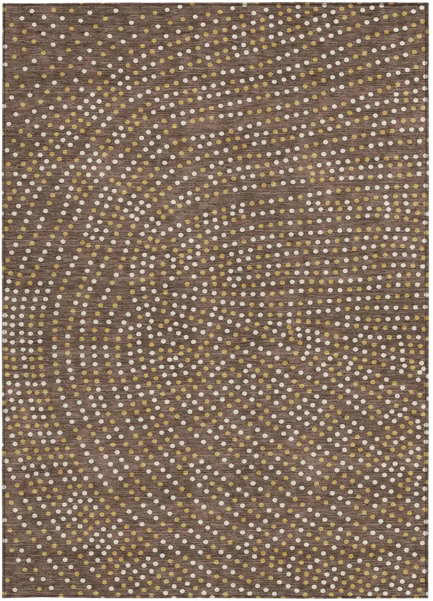 Brown Gold And Ivory Polka Dot Washable Indoor Outdoor Area Rug Photo 8