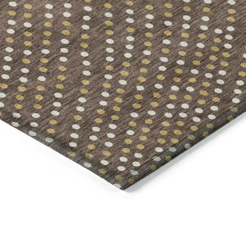 Brown Gold And Ivory Polka Dot Washable Indoor Outdoor Area Rug Photo 5