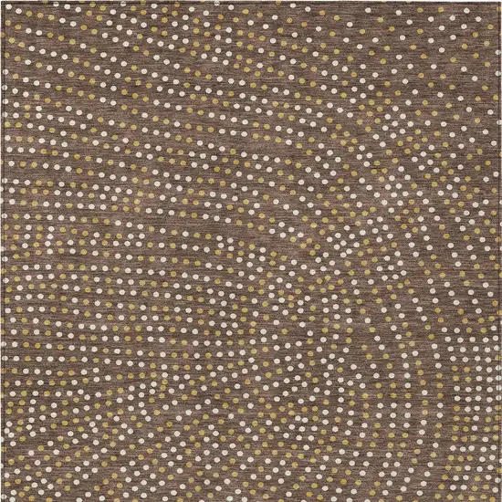 Brown Gold And Ivory Polka Dot Washable Indoor Outdoor Area Rug Photo 7
