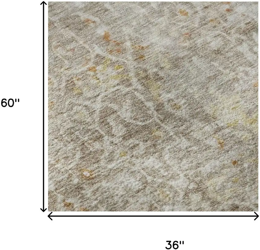 Brown Gold And Orange Oriental Washable Area Rug With UV Protection Photo 8