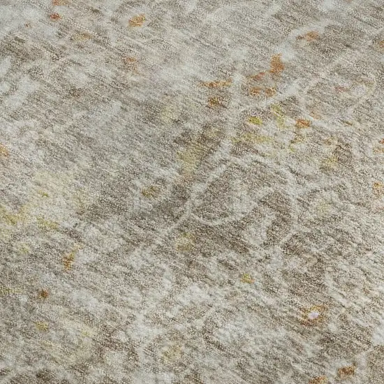 Brown Gold And Orange Oriental Washable Area Rug With UV Protection Photo 2