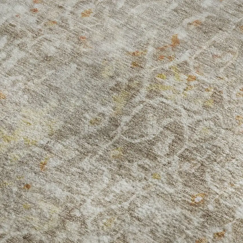 Brown Gold And Orange Oriental Washable Area Rug With UV Protection Photo 2