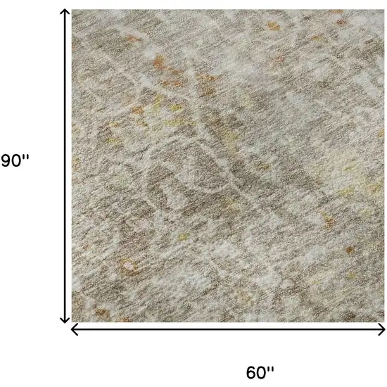 Brown Gold And Orange Oriental Washable Area Rug With UV Protection Photo 9