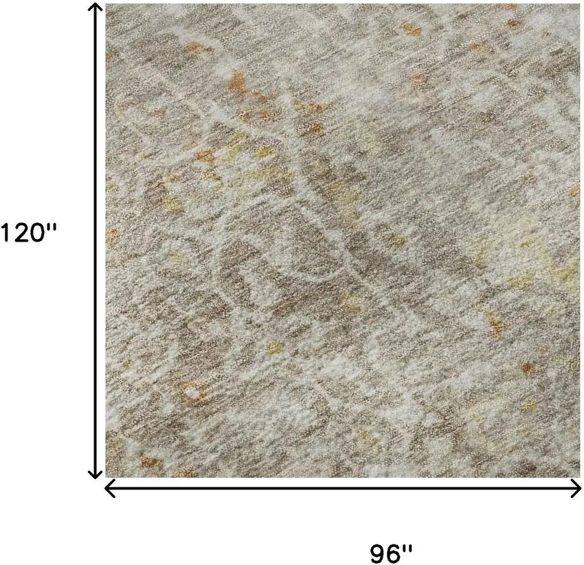 Brown Gold And Orange Oriental Washable Area Rug With UV Protection Photo 8