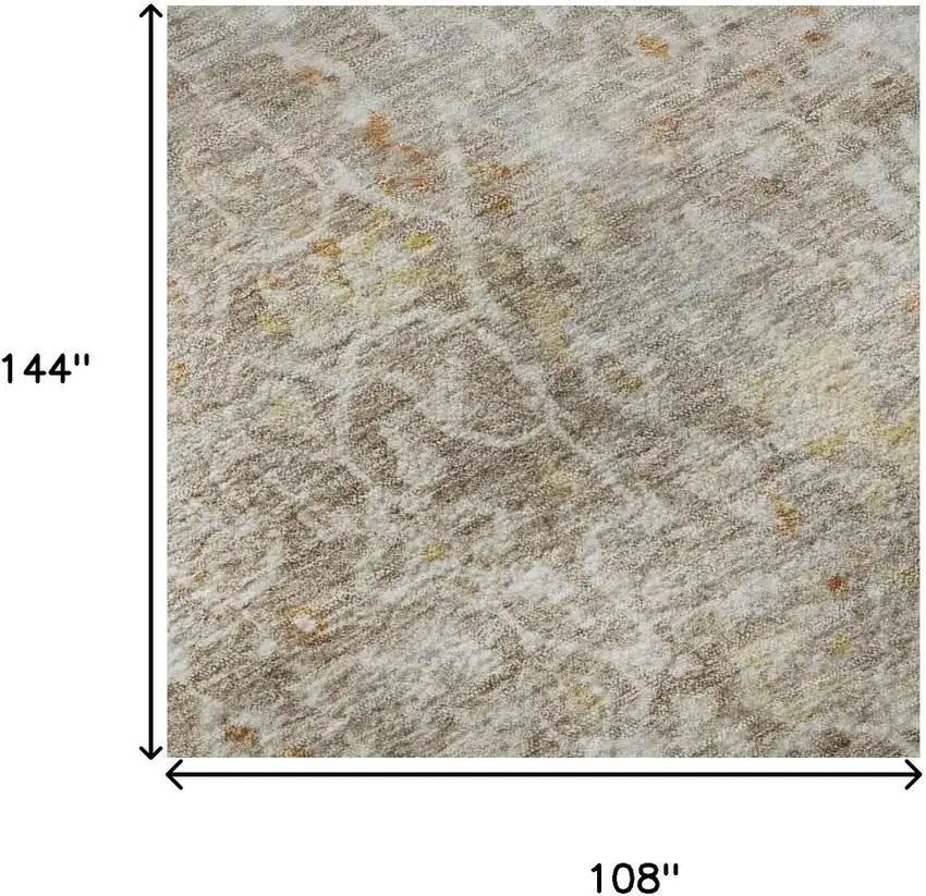 Brown Gold And Orange Oriental Washable Area Rug With UV Protection Photo 8