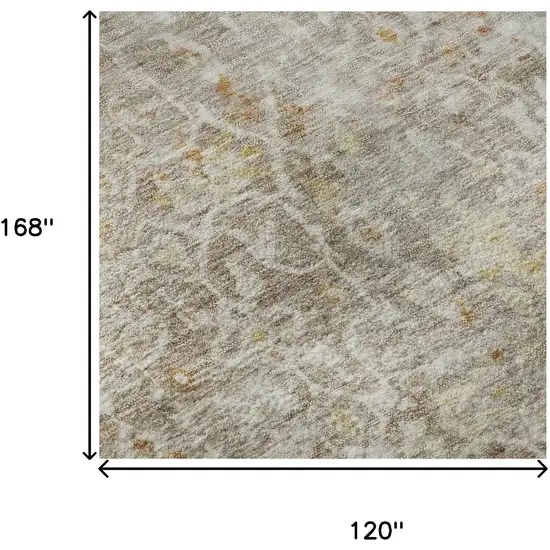 Brown Gold And Orange Oriental Washable Area Rug With UV Protection Photo 8