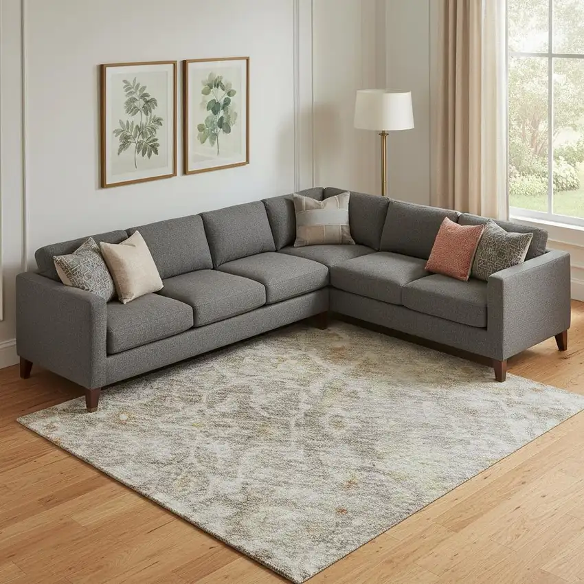 Brown Gold And Orange Oriental Washable Area Rug With UV Protection Photo 2