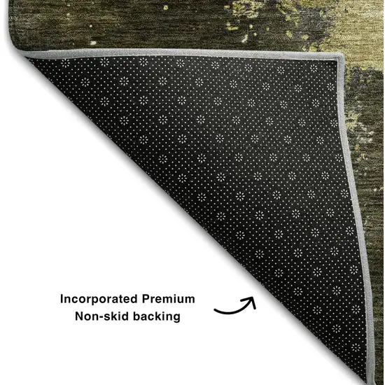 Brown Gold And Silver Abstract Washable Area Rug With UV Protection Photo 6