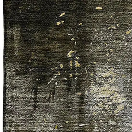 Brown Gold And Silver Abstract Washable Area Rug With UV Protection Photo 2