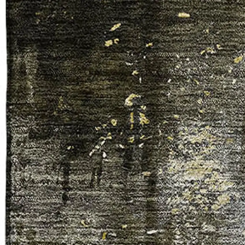 Brown Gold And Silver Abstract Washable Area Rug With UV Protection Photo 2