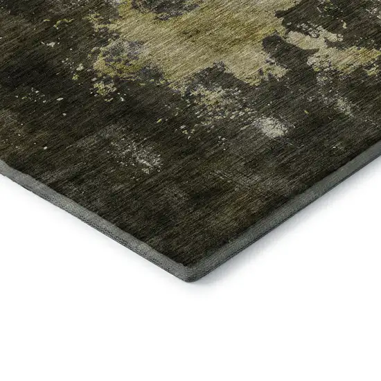 Brown Gold And Silver Abstract Washable Area Rug With UV Protection Photo 7