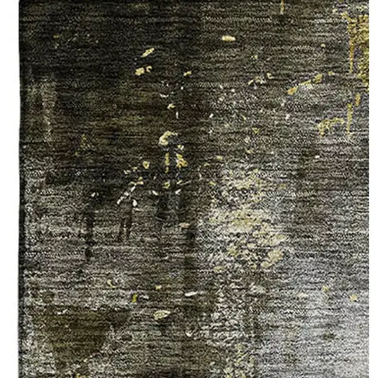 Brown Gold And Silver Abstract Washable Area Rug With UV Protection Photo 3