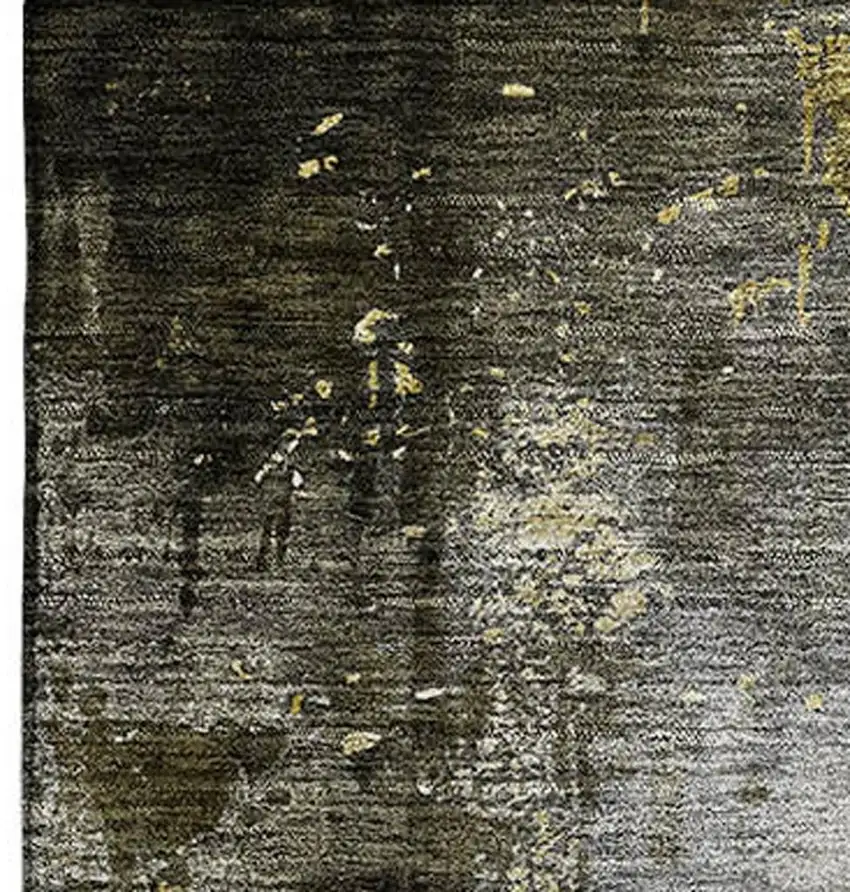 Brown Gold And Silver Abstract Washable Area Rug With UV Protection Photo 3