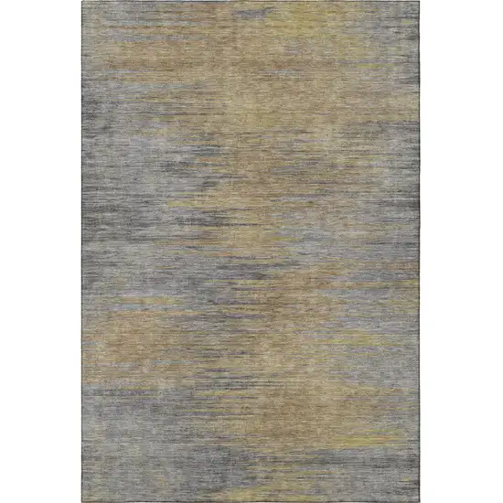 Brown Gold And Taupe Abstract Washable Area Rug With UV Protection Photo 4