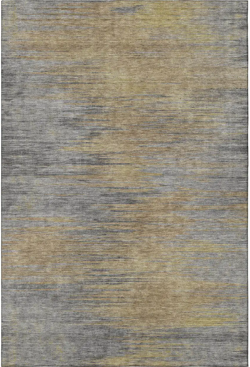 Brown Gold And Taupe Abstract Washable Area Rug With UV Protection Photo 4