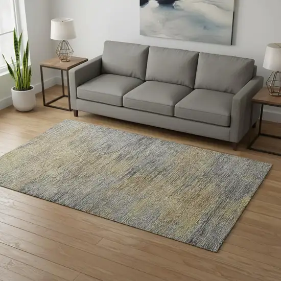 Brown Gold And Taupe Abstract Washable Area Rug With UV Protection Photo 2