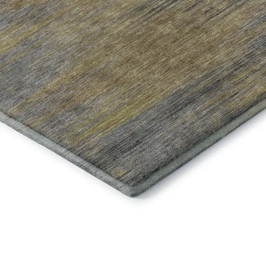 Brown Gold And Taupe Abstract Washable Area Rug With UV Protection Photo 9