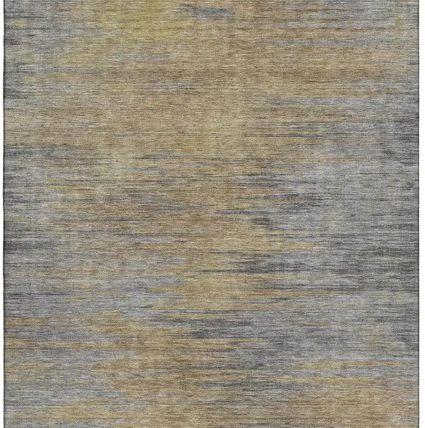 Brown Gold And Taupe Abstract Washable Area Rug With UV Protection Photo 4