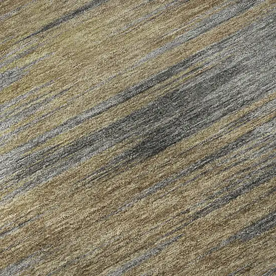 Brown Gold And Taupe Abstract Washable Area Rug With UV Protection Photo 9