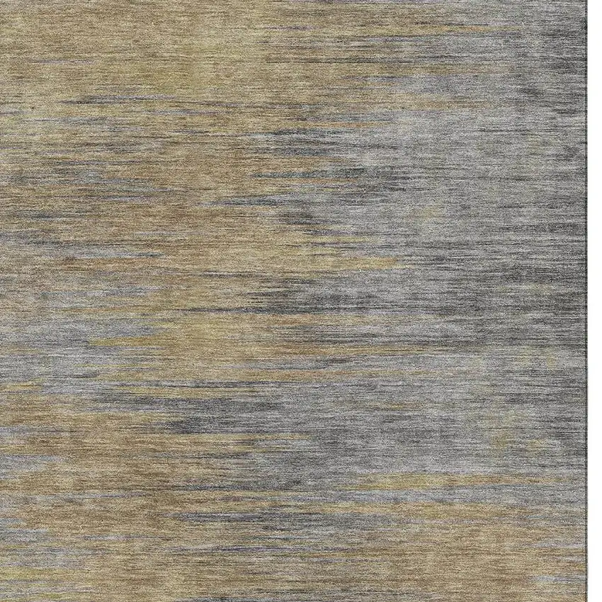Brown Gold And Taupe Abstract Washable Area Rug With UV Protection Photo 3