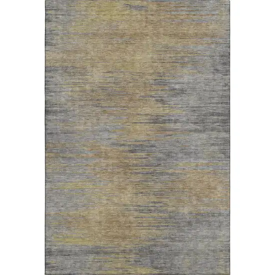 Brown Gold And Taupe Abstract Washable Area Rug With UV Protection Photo 1