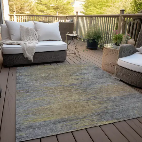 Brown Gold And Taupe Abstract Washable Indoor Outdoor Area Rug Photo 7