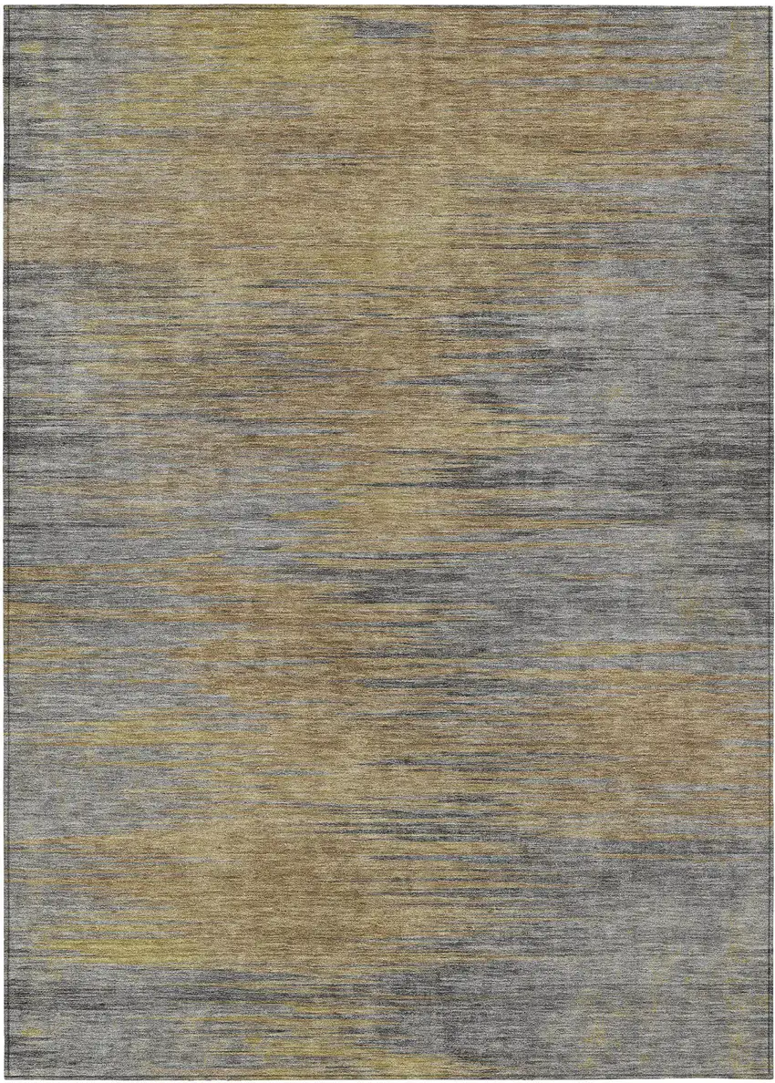 Brown Gold And Taupe Abstract Washable Indoor Outdoor Area Rug Photo 2